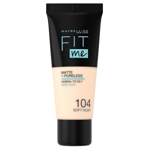 Maybelline Fit Me! Matte & Poreless Make-Up - matinis makiažo pagrindas - 104 Soft Ivory
