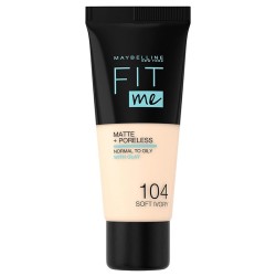 Maybelline Fit Me! Matte & Poreless Make-Up - matinis makiažo pagrindas - 104 Soft Ivory
