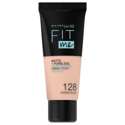 Maybelline Fit Me! Matte & Poreless Make-Up - matinis makiažo pagrindas - 128 Warm Nude