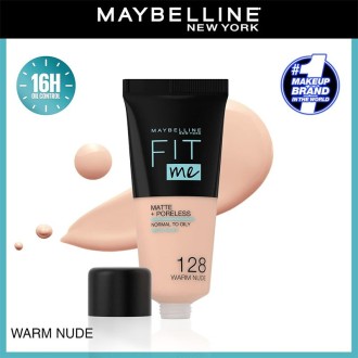 Maybelline Fit Me! Matte & Poreless Make-Up - matinis makiažo pagrindas - 128 Warm Nude 2