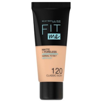 Maybelline Fit Me! Matte & Poreless Make-Up - matinis makiažo pagrindas - 120 Classic Ivory