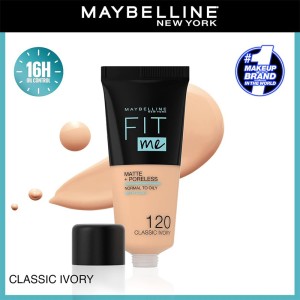 Maybelline Fit Me! Matte & Poreless Make-Up - matinis makiažo pagrindas - 120 Classic Ivory 2