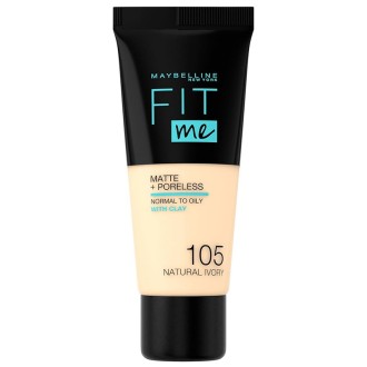 Maybelline Fit Me! Matte & Poreless Make-Up - matinis makiažo pagrindas - 105 Natural Ivory