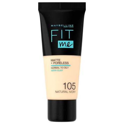 Maybelline Fit Me! Matte & Poreless Make-Up - matinis makiažo pagrindas - 105 Natural Ivory
