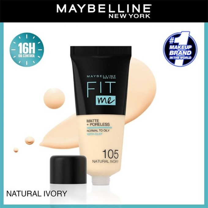 Maybelline Fit Me! Matte & Poreless Make-Up - matinis makiažo pagrindas - 105 Natural Ivory