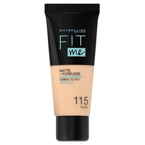 Maybelline Fit Me! Matte & Poreless Make-Up - matinis makiažo pagrindas - 115 Ivory