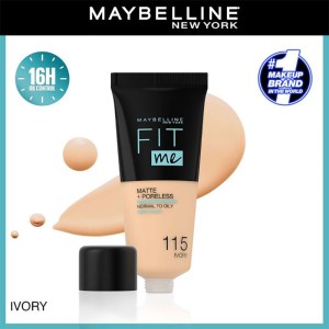 Maybelline Fit Me! Matte & Poreless Make-Up - matinis makiažo pagrindas - 115 Ivory 2