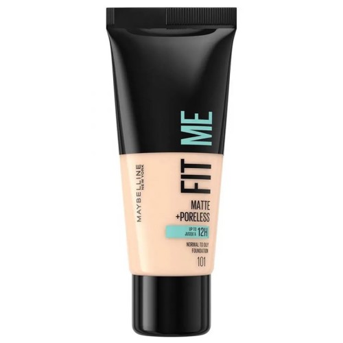 Maybelline Fit Me! Matte & Poreless Make-Up - matinis makiažo pagrindas - 101 True Ivory