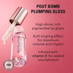 Makeup Revolution Pout Bomb Plumping Lip Gloss - lūpų blizgesys, 4.6 ml - Peachy Coral