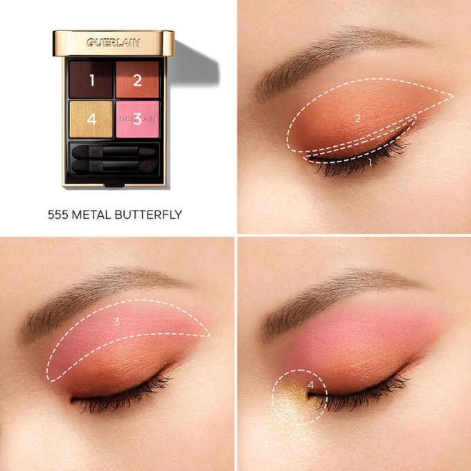 Guerlain Ombres G Eyeshadow Quad - 4 spalvų akių šešėlių paletė, 6 g - 555 Metal Butterfly