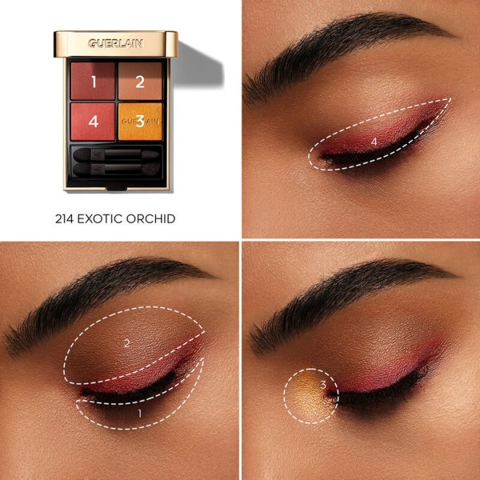 Guerlain Ombres G Eyeshadow Quad - 4 spalvų akių šešėlių paletė, 6 g - 214 Exotic Orchid
