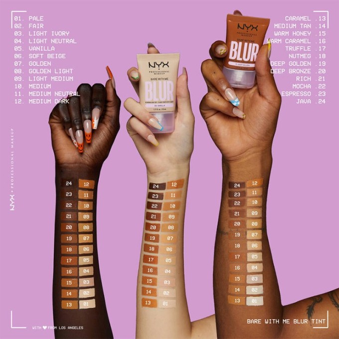 Nyx Bare With Me Blur Tint Foundation - vidutinio padengimo matinis makiažo pagrindas, 30 ml - 13