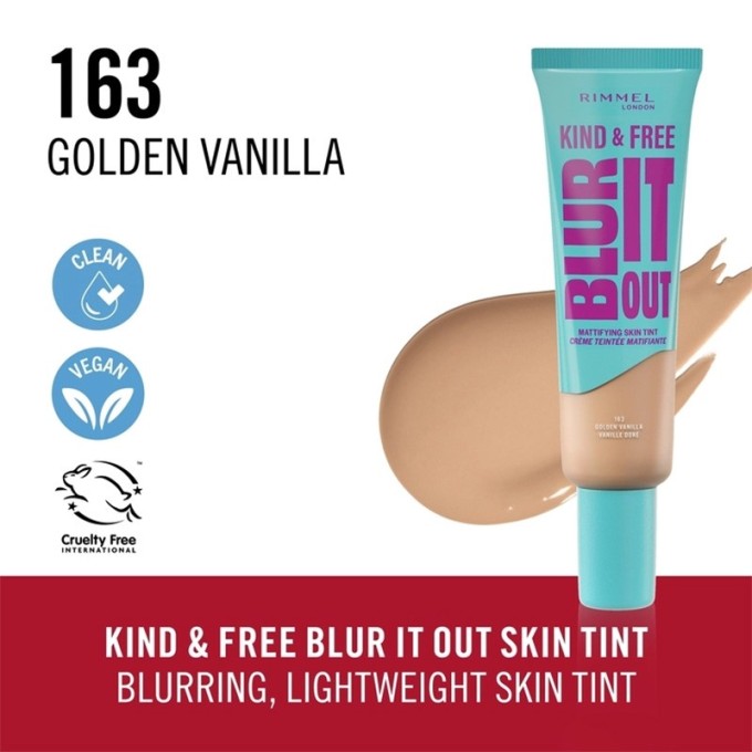 Rimmel Kind & Free Blur It Out Mattifying Skin Tint - matinis makiažas mišriai ir riebiai odai, 30