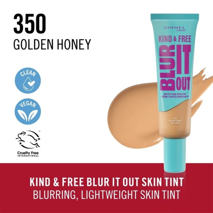 Rimmel Kind & Free Blur It Out Mattifying Skin Tint - lengvas matinis makiažas mišriai ir riebiai