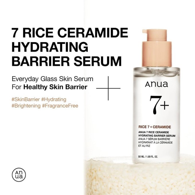 Anua Rice 7 Ceramide Hydrating Barrier Serum - drėkinamasis veido serumas, 50 ml