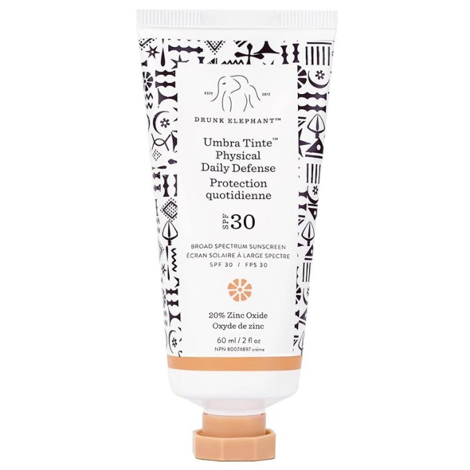 Drunk Elephant Umbra Tinte Physical Daily Defense SPF 30 - tonuotas odos kremas įdegiui, 60 ml