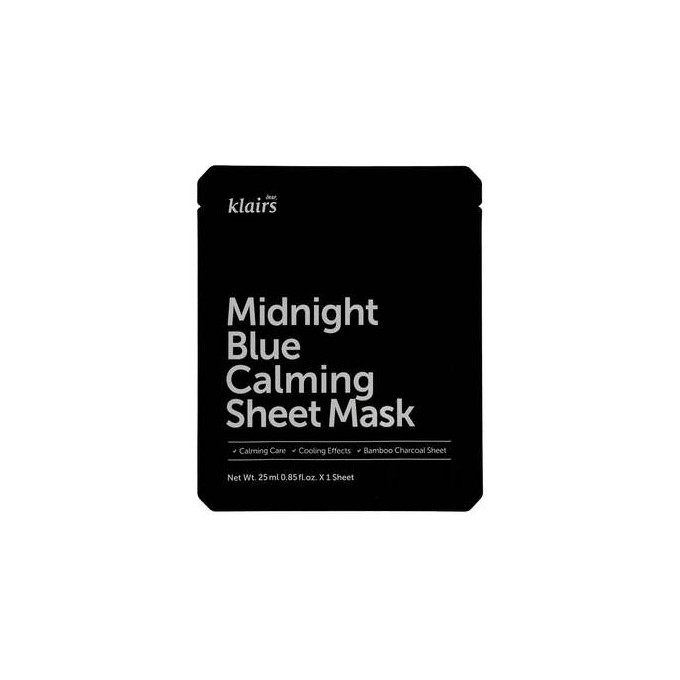 Dear, Klairs Midnight Blue Calming Sheet Mask - raminanti lakštinė kaukė, 25 ml