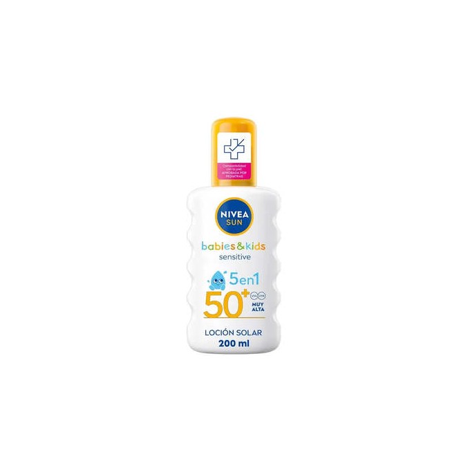 Nivea Sun Babies & Kids Sensitive Protect 5 in 1 SPF 50+ - vaikiškas purškalas nuo saulės, 200 ml