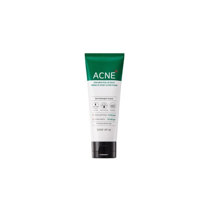 Some By Mi AHA.BHA.PHA 30 Days Miracle Acne Clear Foam - Giliai valančios putos probleminei odai