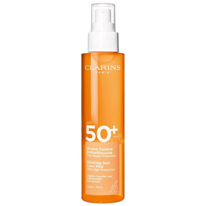 Clarins Glowing Body Sun Care Mist SPF 50+ - apsauginė kūno dulksna, 150 ml