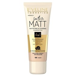 Eveline Cosmetics Satin Matt Mattifying & Covering Foundation 4in1 - makiažo pagrindas su matiniu