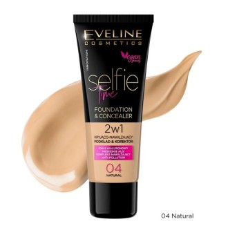 Eveline Cosmetics Selfie Time 2in1 Foundation & Concealer - makiažo pagrindas ir maskuoklis, 30 ml