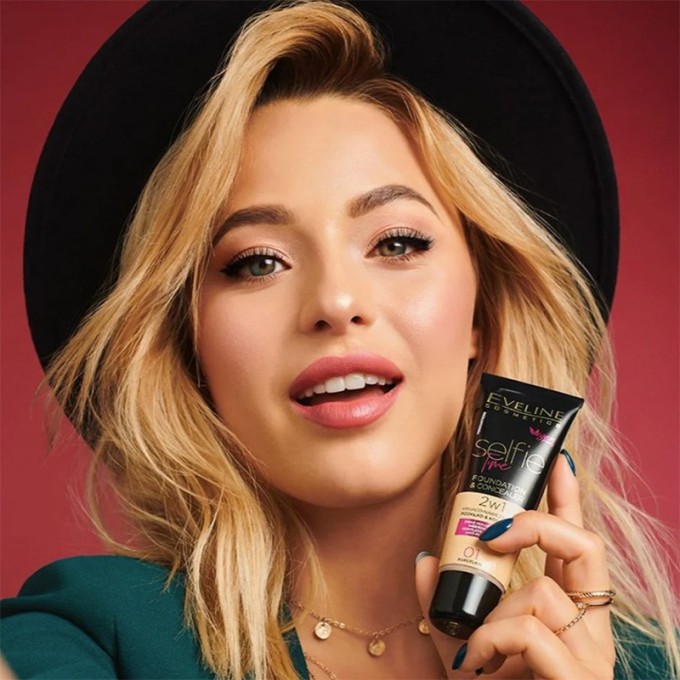 Eveline Cosmetics Selfie Time 2in1 Foundation & Concealer - makiažo pagrindas ir maskuoklis, 30 ml