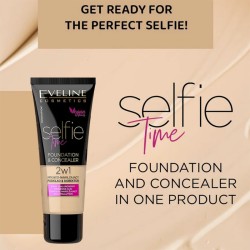 Eveline Cosmetics Selfie Time 2in1 Foundation & Concealer - makiažo pagrindas ir maskuoklis, 30 ml