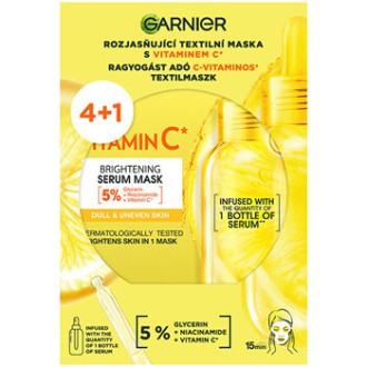 GARNIER Vitamin C Brightening Serum Mask Set - kaukių su vitaminu C rinkinys