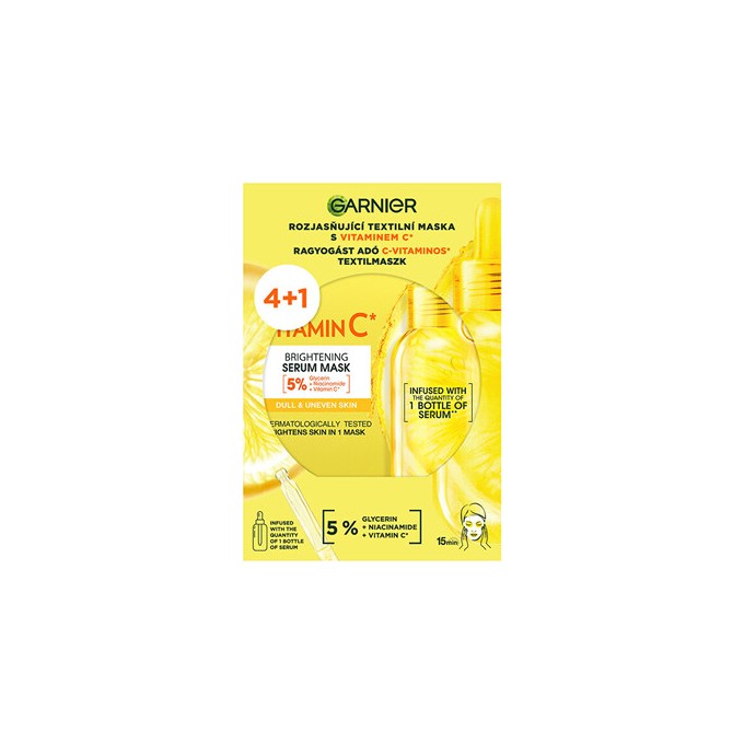 GARNIER Vitamin C Brightening Serum Mask Set - kaukių su vitaminu C rinkinys