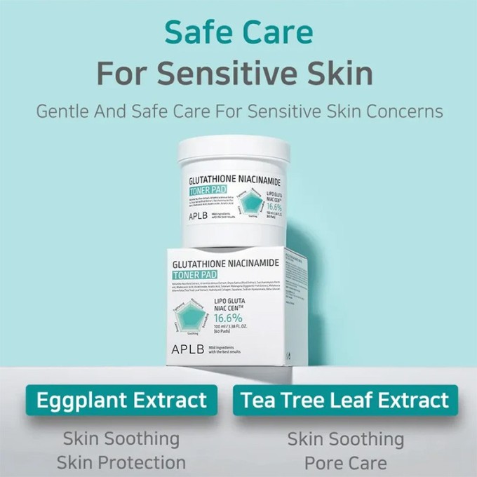 APLB Glutathione Niacinamide Toner Pad - toniko pagalvėlės su glutationu ir niacinamidu, 60 vnt.