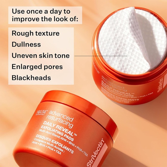 StriVectin Advanced Resurfacing Daily Reveal Exfoliating Pads - veido ir kūno šveitimo pagalvėlės