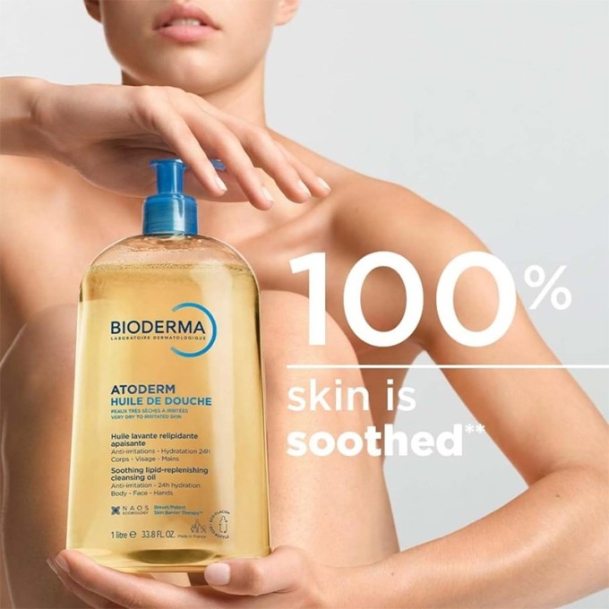 Bioderma Atoderm Huile de Douche - aliejinis prausiklis sausai ir jautriai odai, 1000 ml