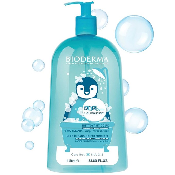 Bioderma ABCDerm Moussant - švelni dušo želė kūdikiams be muilo,1000 ml