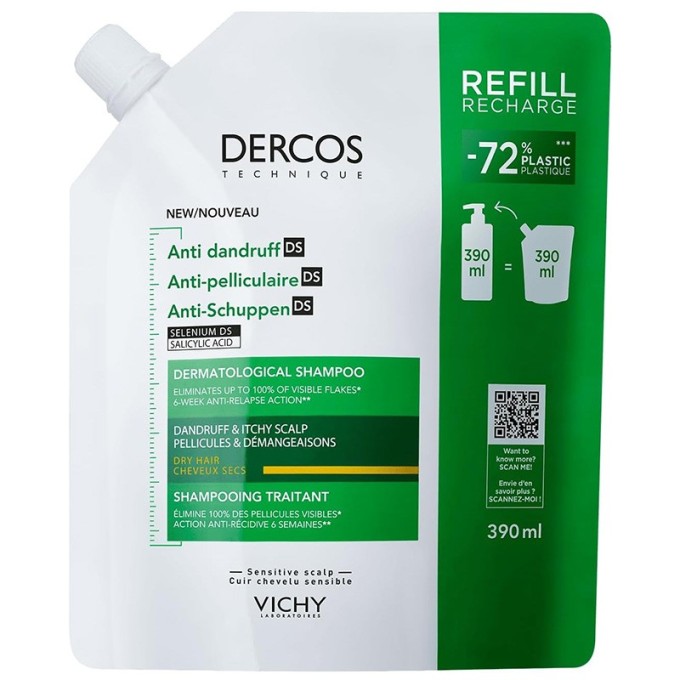 Vichy Dercos Anti-Dandruff Dry Hair ECO Refill - šampūno nuo pleiskanų sausiems plaukams