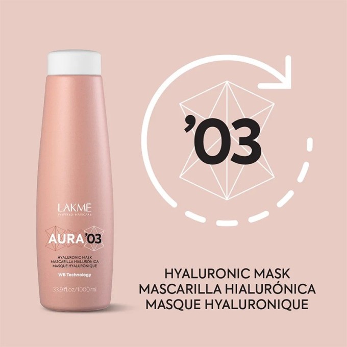Lakmé Aura '03 Hyaluronic Mask - plaukų kaukė, 1000 ml