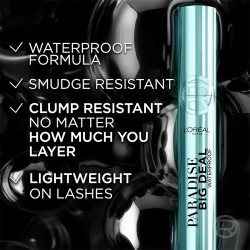 L´Oréal Paradise Big Deal Waterproof Mascara - vandeniui atsparus tušas, 9,9 ml - Black