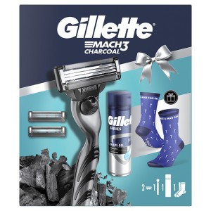 Gillette Mach3 Charcoal Set with Socks - Dárková sada