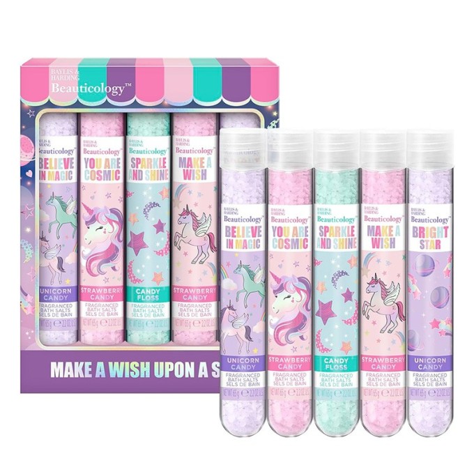 Baylis & Harding Unicorn Bath Salt Set- vonios druskų rinkinys vaikams, 5 x 65 g
