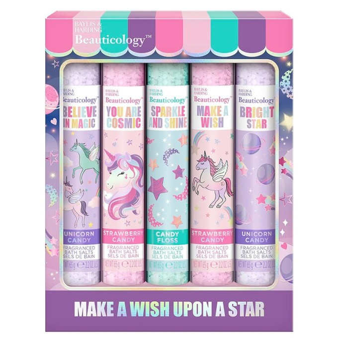 Baylis & Harding Unicorn Bath Salt Set- vonios druskų rinkinys vaikams, 5 x 65 g