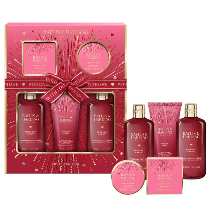 Baylis & Harding Midnight Cherry Bath Care Set - kūno priežiūros dovnų rinkinys