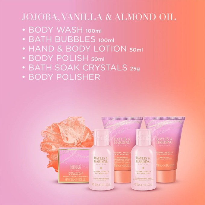 Baylis & Harding Almond Oil Gift Box ( Jojoba, Vanilla & Almond oil ) - kūno priežiūros dovanų
