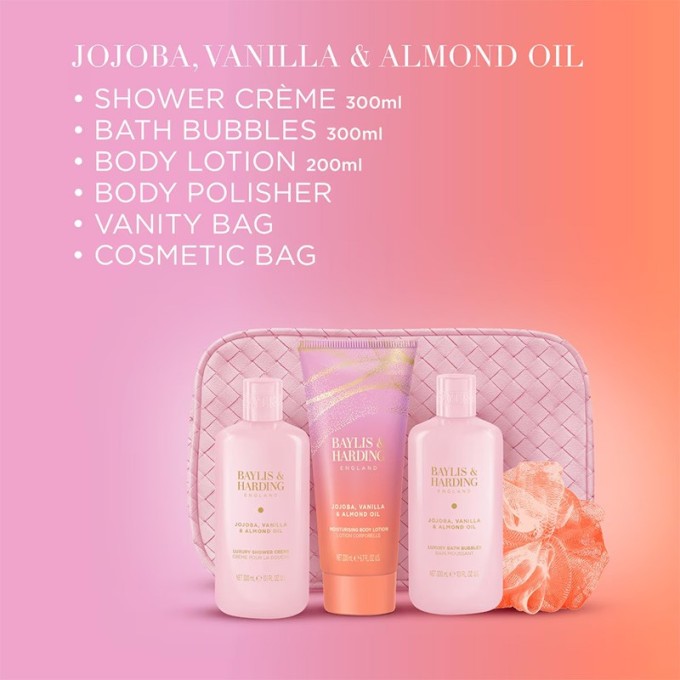 Baylis & Harding Almond Oil Body Care Gift Set (Jojoba, Vanilla & Almond oil ) - kūno priežiūros