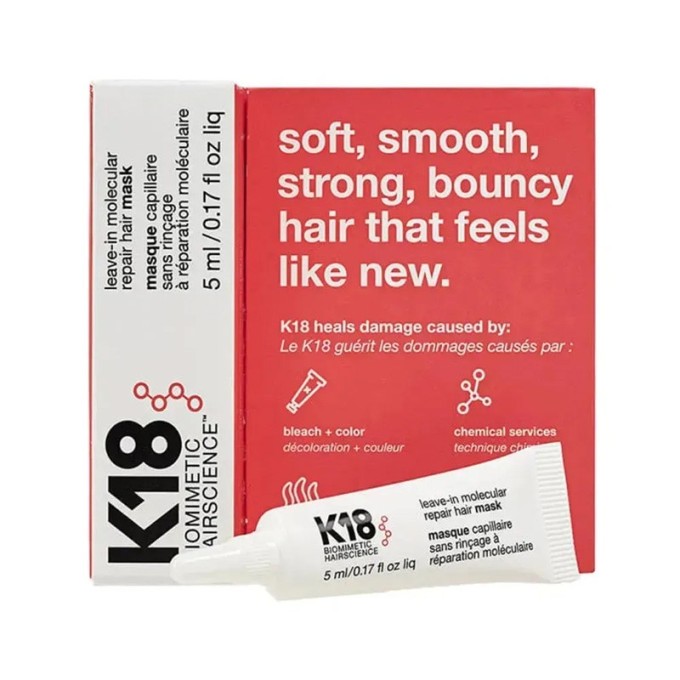 K18 Leave-In Molecular Repair Hair Mask - atkuriamoji nenuplaunama kaukė, 5 ml