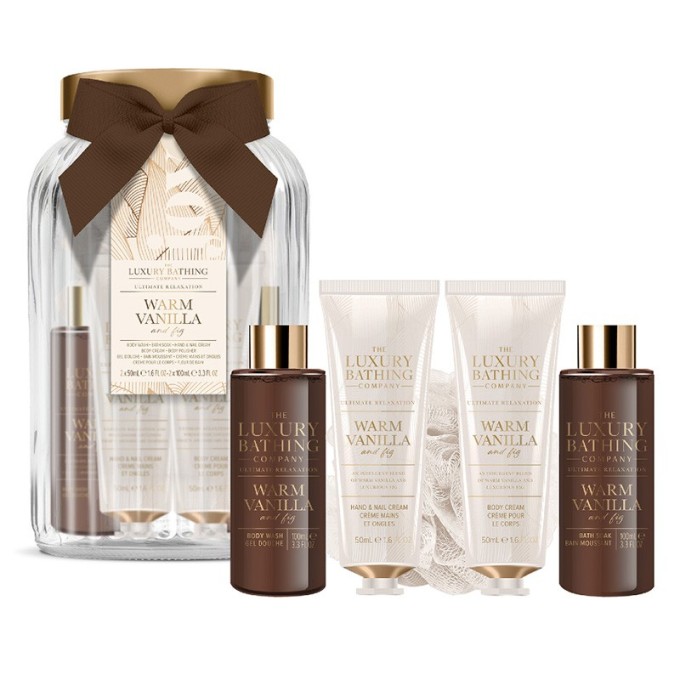 The Luxury Bathing Company Gift set in a glass jar (Vanilla ) - kūno priežiūros dovanų rinkinys