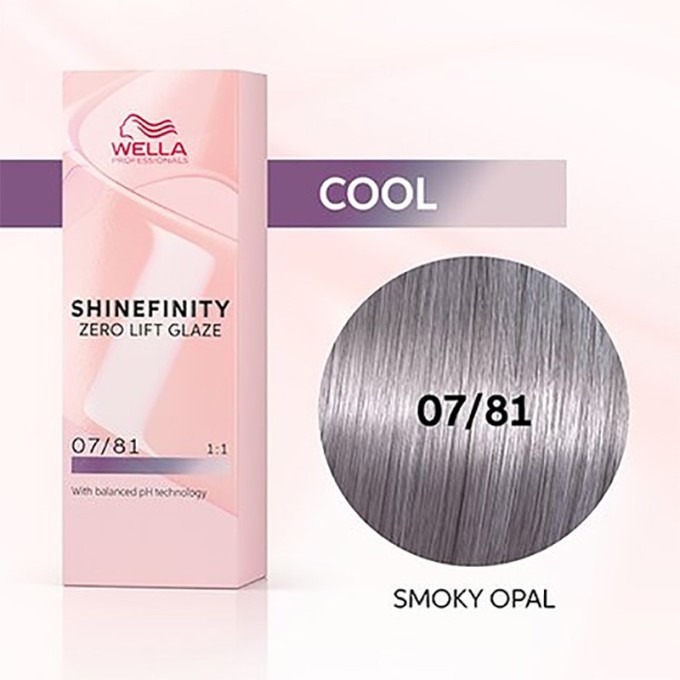 Wella Professional Shinefinity Zero Lift Glaze - plaukų dažai, 60 ml - 07/81 Smoky Opal