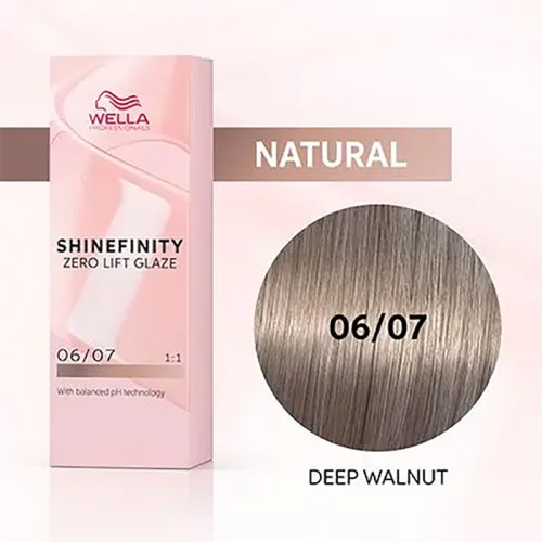 Wella Professional Shinefinity Zero Lift Glaze - plaukų dažai, 60 ml - 06/07 Deep Walnut