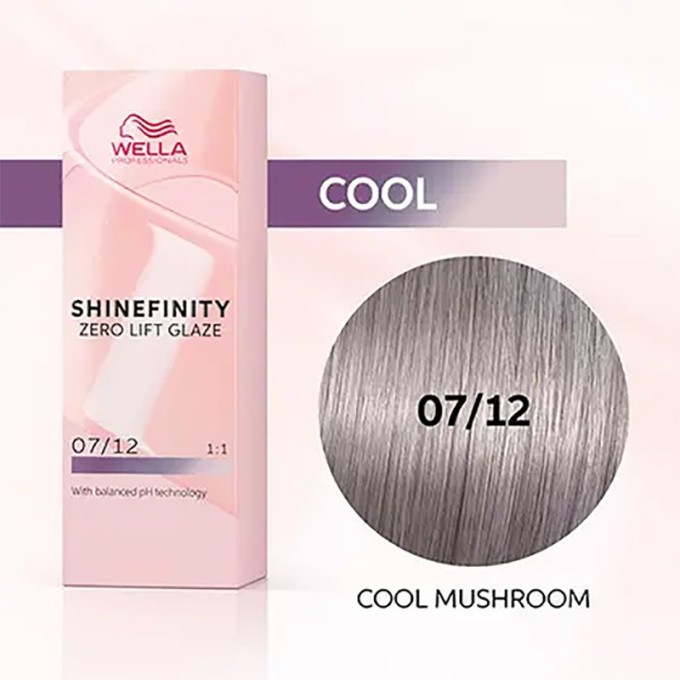 Wella Professional Shinefinity Zero Lift Glaze - plaukų dažai, 60 ml - 07/12 Cool Mushroom