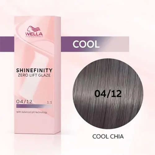 Wella Professional Shinefinity Zero Lift Glaze - plaukų dažai, 60 ml - 04/12 Cool Chia