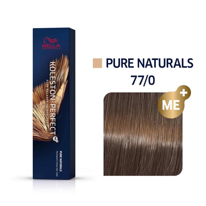 Wella Professional Koleston Perfect ME + Pure Naturals - plaukų dažai, 60 ml - 77/0